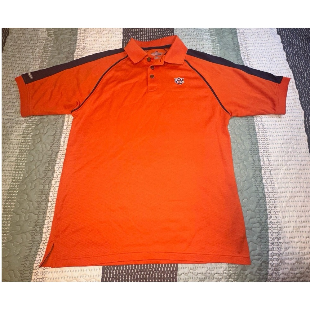 Russell Athletic Auburn Tigers Dri-Power Polo Shirt Mens Medium Orange Navy Blue